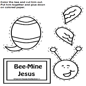 Bee Mine Jesus Cutout Craft for Kids in Sunday school or children's church for Valentine's Day. Bee Cutout crafts.