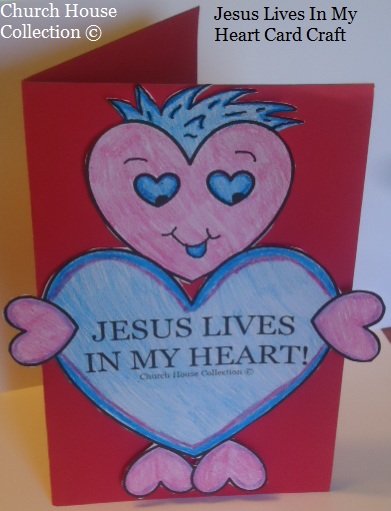 Valentine Jesus Lives In My Heart Card Craft for Kids In Sunday School Children's Church
