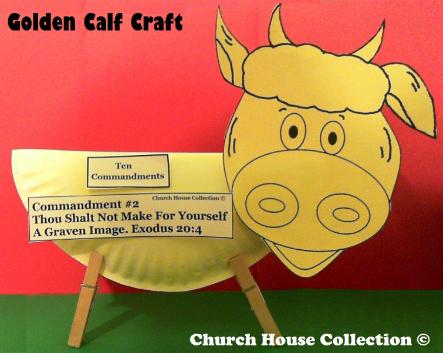 Ten Commandments Paper Plate Gold Cow Craft