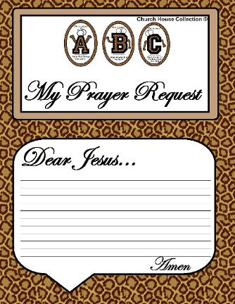 Prayer Request Printable Sheet ABC's Who Is Jesus Leopard Sunday School Crafts