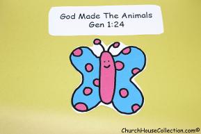 God Made The Animals Butterfly Cutout Craft Coloring Page Gen 1:24