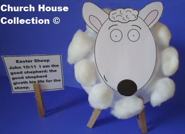 Easter Sunday School Crafts- Easter Sheep cotton ball bowl craft | Church House Collection | Cotton Ball Easter Sunday School Crafts For Kids