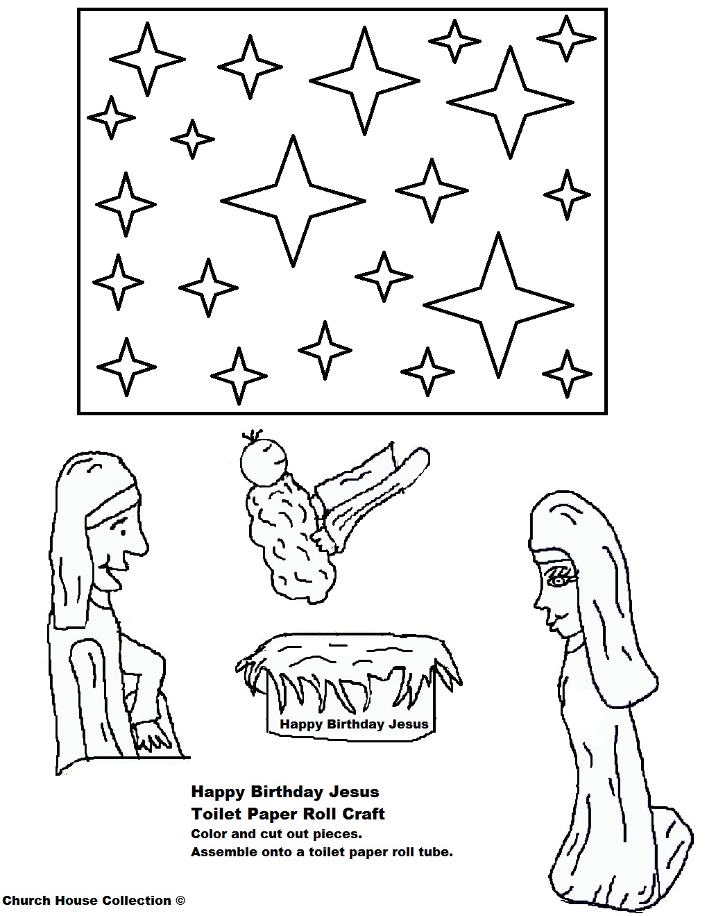 Happy Birthday Jesus Template Colored Black and white