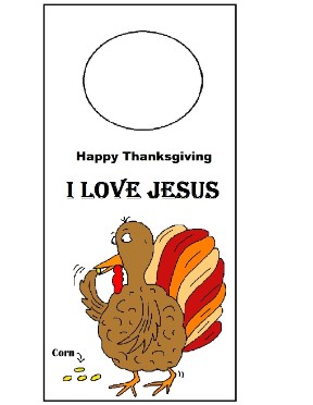 Turkey I Love Jesus Doorknob Hanger Craft