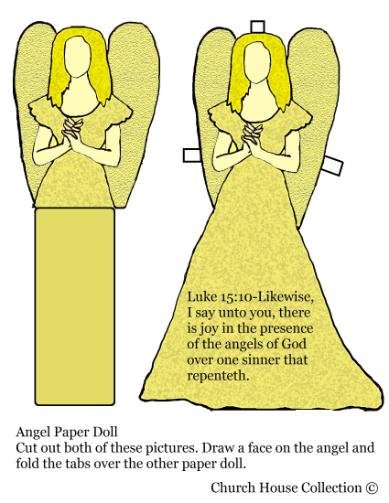 Angel Paper Doll Luke 15:10 Sunday school craft