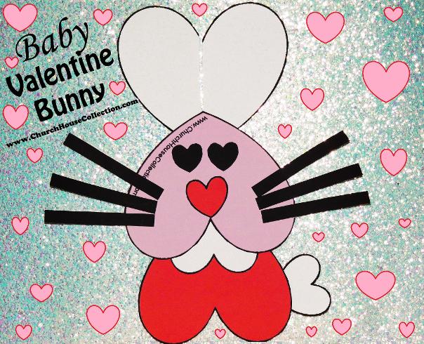 Baby Valentine's Day Bunny Rabbit Heart Craft Cutout Printable Template For Kids 
