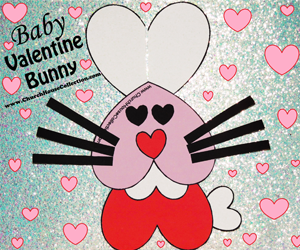 Baby Valentine's Day Bunny Heart Cutout Craft Template Printable Pattern For Kids