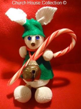 Christmas Rabbit Candy Cane Sock Rice Craft Jingle Bell Kids Crafts Church Sunday School Childrens Church Free Ideas DIY