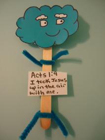 Cloud Crafts Spring Crafts Acts 1:9 popsicle stick puppets