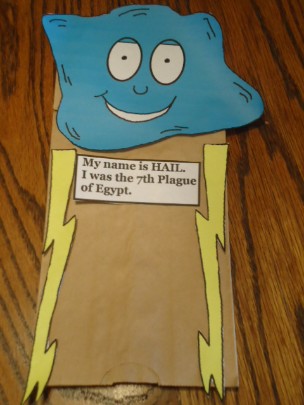 Ten 10 Plagues of Egypt Hail Plague Paper Lunch bag Craft