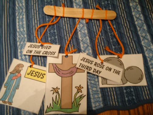 Easter Sunday School Crafts | Church House Collection | Easter Mobile Craft for Sunday school Kids | Use yarn, popsicle sticks, hole punch, scissors and our printable 