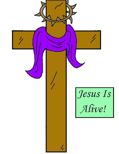 Easter Sunday School Crafts | Church House Collection | Easter Crafts for Sunday school cutout pictures for kids | Jesus Is Alive Cross Cutout Worksheet