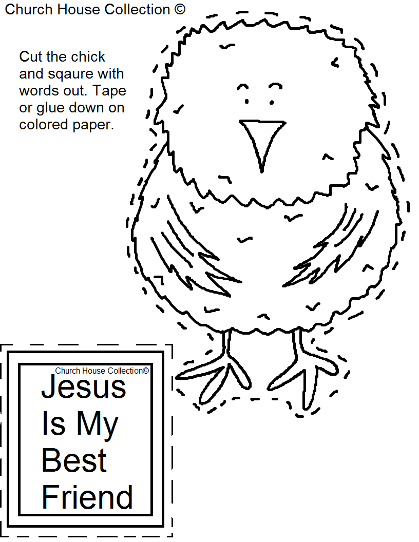 Jesus is my best friend chick cutout craft for kids in Sunday school or children's church.