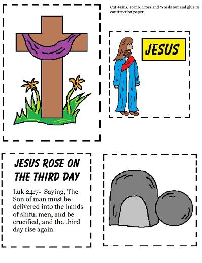 Easter Sunday School Crafts For Kids | Church House Collection | Easter Crafts for Sunday school Toddlers | Jesus, Cross and Tomb Cutout Worksheet | Resurrection Easter Sunday School Crafts