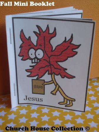 Fall Mini Booklet For Kids In Sunday school or children's church Fall leaf holding a Bible cut out booklet