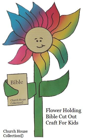Flower Holding A Bible Cutout Craft for kids in Church by Church House Collection©