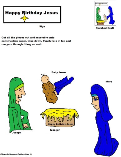 Happy Birthday Jesus Cutout Activity Sheet For Kids