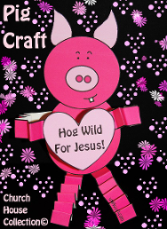 Valentine's Day Pig Cutout Craft For kids in Sunday School. HOG WILD FOR JESUS!