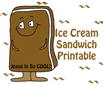 Ice Cream Sandwich Sunday School Crafts- Childrens Church Crafts- Printable Cutout Template For Kids. Jesus Is So Cool!