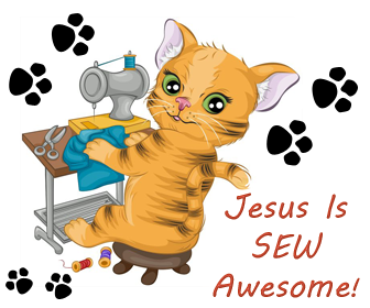 Jesus is SEW Awesome Kitty Cat with Sewing Machine Cutout Craft For Small Kids in Sunday School Church Free Bible Crafts