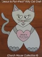 Valentine's Day Crafts For Kids In Sunday School or Children's Church. Jesus Is Purr-fect! Kitty Cat Cutout Craft.