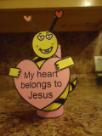 Valentine's Day Crafts for Sunday school- My heart belongs to Jesus bee holding heart toilet paper roll craft