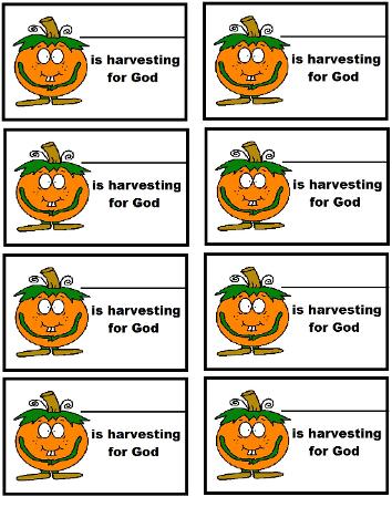 Pumpkin Name Tags, Harvesting For God Name Tags