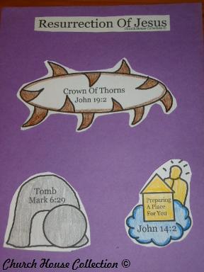 Resurrection Of Jesus Cut Out Craft for kids in Sunday school Crown of Thorns Tomb Heaven