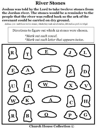 Joshua 12 Stones Activity Sheet for kids Sunday School Children's Church Crafts