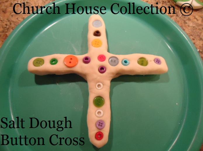 Easter Salt Dough Cross with buttons and beads