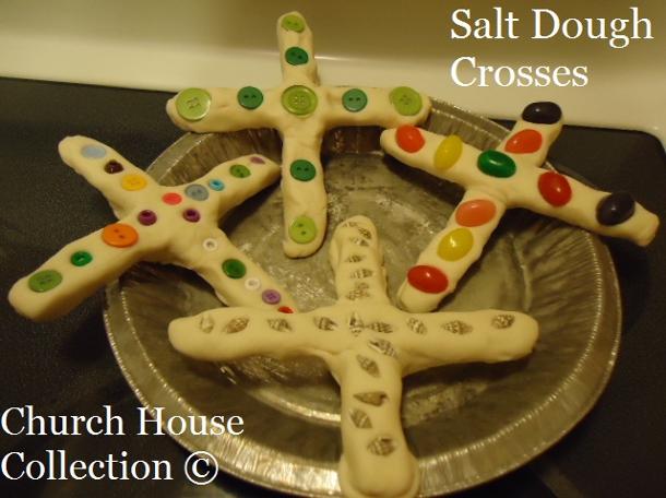Easter Salt Dough Cross- Easter Sunday School Crafts - Church House Collection | Salt Dough Crosses Made With Jelly Beans For Easter Sunday School Crafts