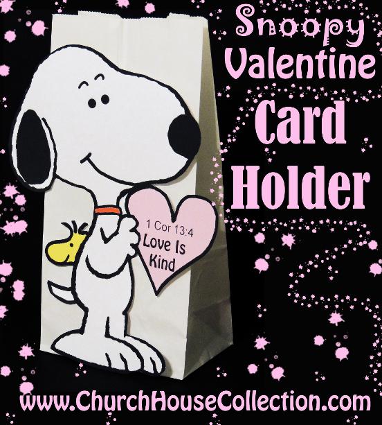 Snoopy And Woodstock Valentine's Day Card Holder For Sunday School Kids- Free Printable Template. Love Is Kind 1 Cor 13:4