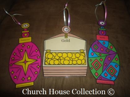 Gold, Frankincense, Myrrh Ornaments 