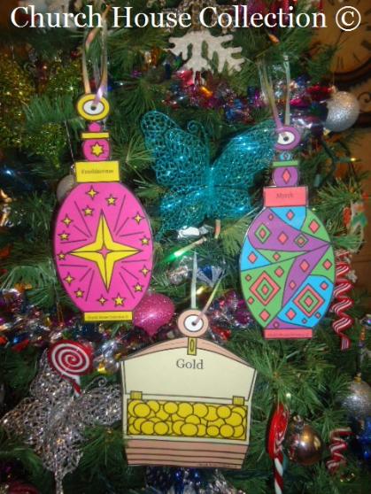 Gold, Frankincense, Myrrh Ornaments 