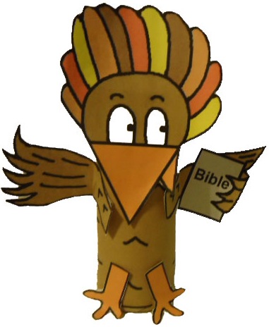 Turkey Holding Bible Toilet Paper Roll Craft