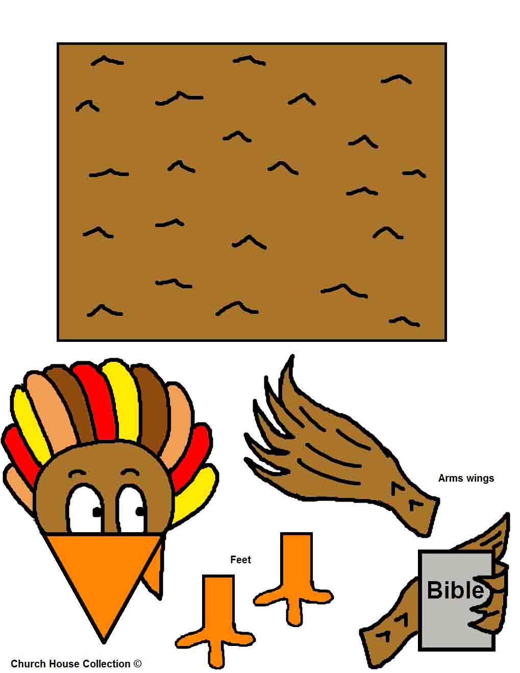 Turkey Holding Bible Toilet Paper Roll Craft Template