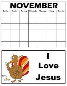 Printable Turkey Calendar