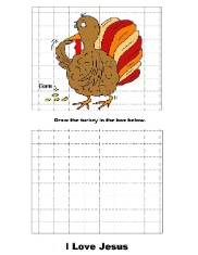 Turkey Template Draw grid line activity sheet