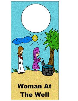 Woman at the well Bible Doorknob Hanger printable template by www.sundayschoolcrafts.net